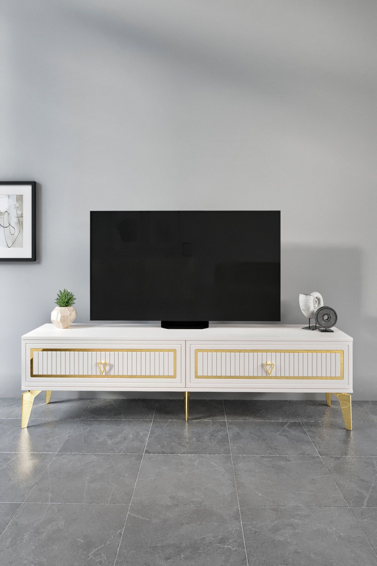 150 CM TREND MDF MEBRAN KAPAK EKRU GOLD