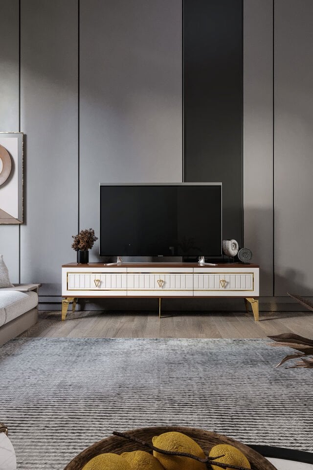 150 Cm Klas Mdf Mebran Kapak Ekru Ceviz Gold