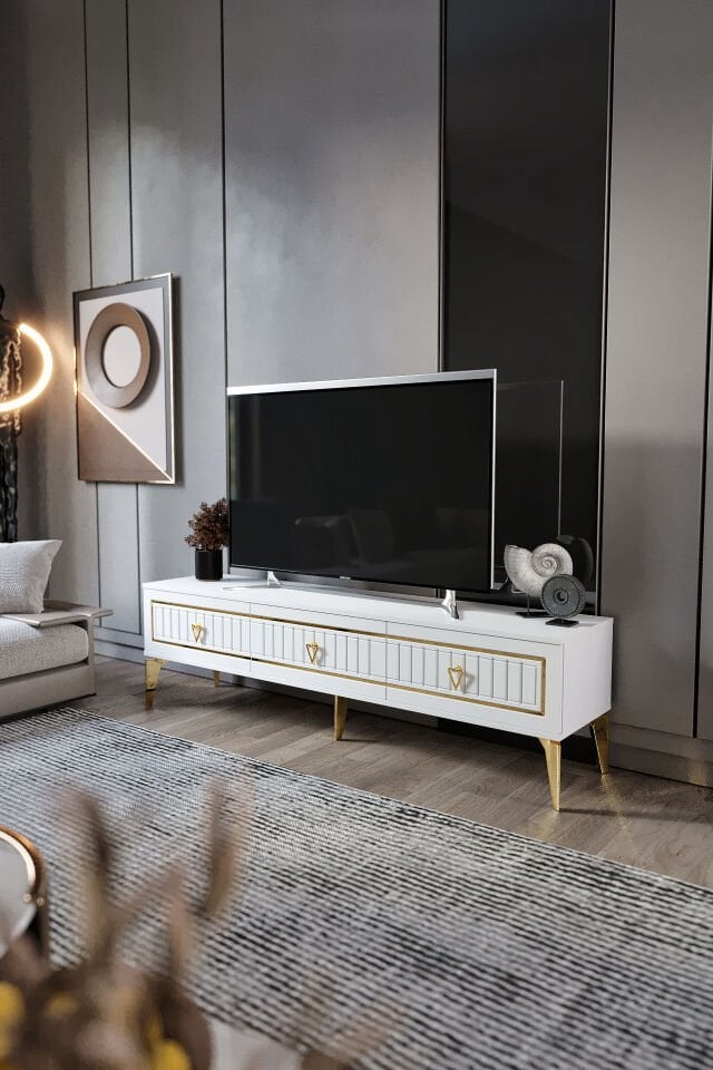 150 Cm Klas Mdf Mebran Kapak Beyaz Gold