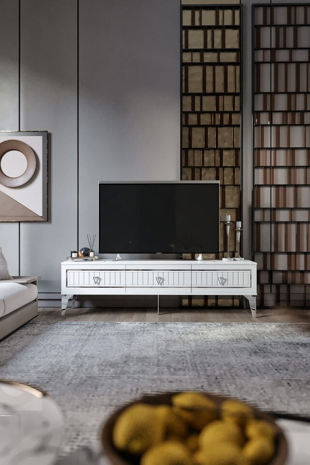 150 Cm Klas Mdf Mebran Kapak Beyaz Gümüş