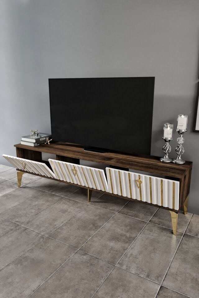 150 CM DUBAİ MDF MEBRAN KAPAK EKRU CEVİZ