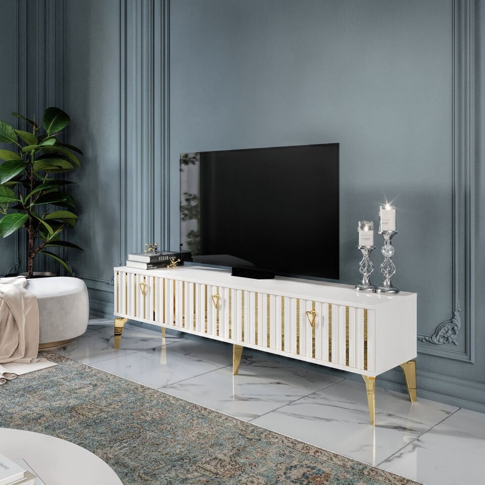 MapaHomeLiving 150 cm Dubai TV sehpası MDF mebran yüzey tasarımı