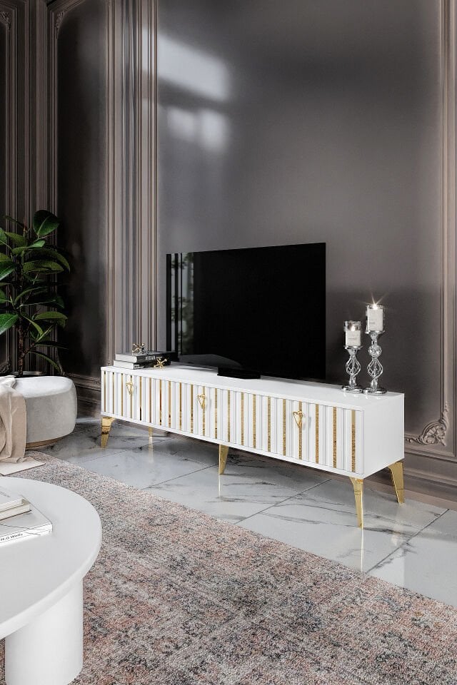 150 Cm Dubai Mdf Mebran Kapak Beyaz Gold