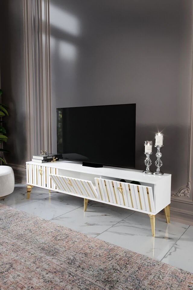 150 Cm Dubai Mdf Mebran Kapak Beyaz Gold