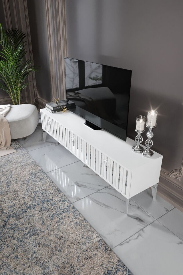 150 Cm Dubai Mdf Mebran Kapak Beyaz Gümüş