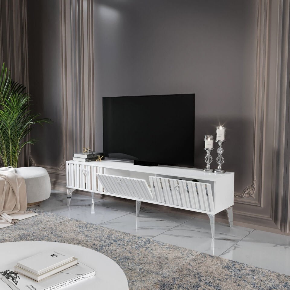 MapaHomeLiving klas metal ayaklı 150 cm TV sehpası MDF mebran yüzey tasarım