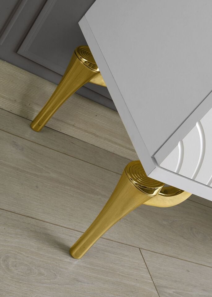 150 CM VİZYON METAL AYAK-MDF MEBRAN KAPAK TV SEHPASI BEYAZ GOLD