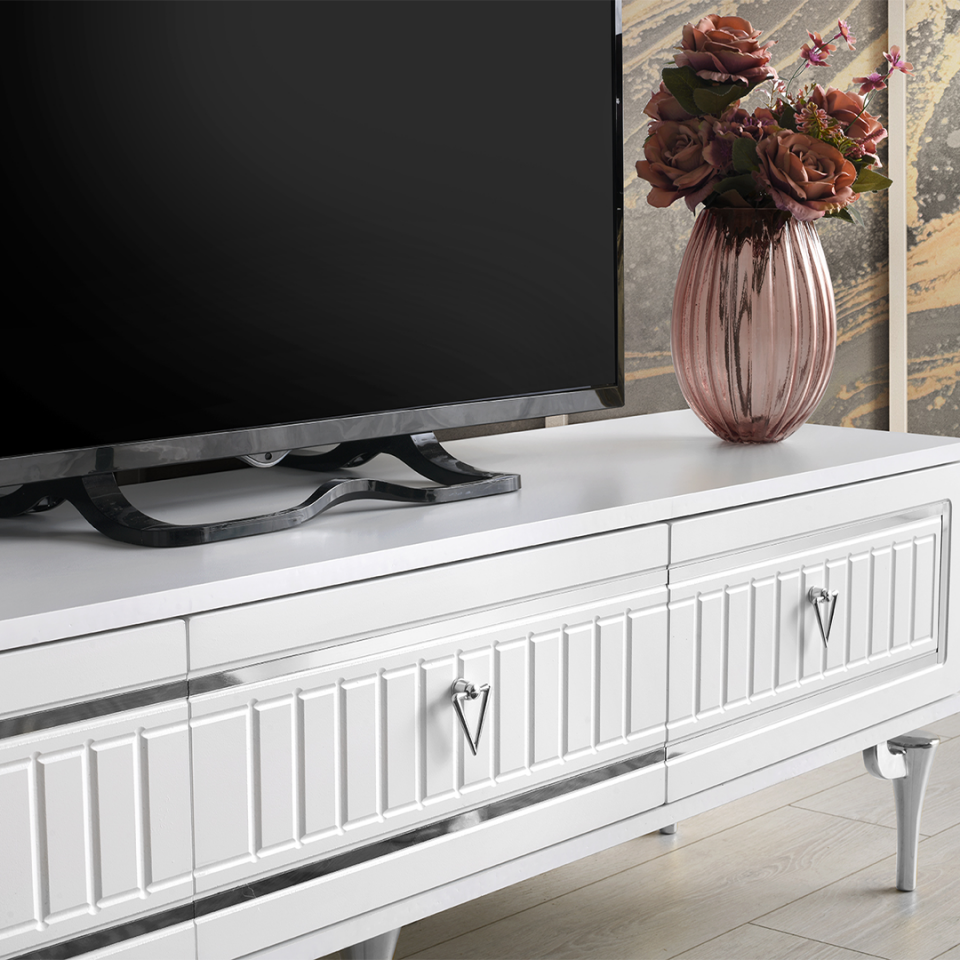 MapaHomeLiving klas metal ayaklı 150 cm TV sehpası MDF mebran yüzey tasarım