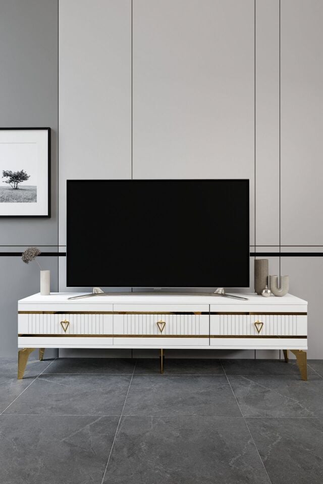 180 CM KORDON MDF MEBRAN KAPAK BEYAZ GOLD