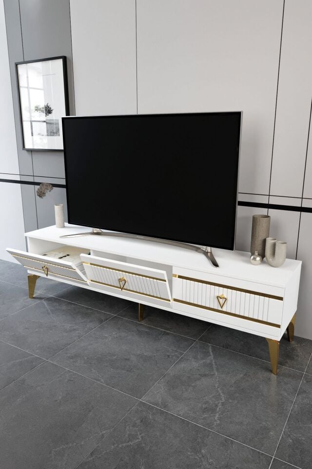 180 CM KORDON MDF MEBRAN KAPAK BEYAZ GOLD