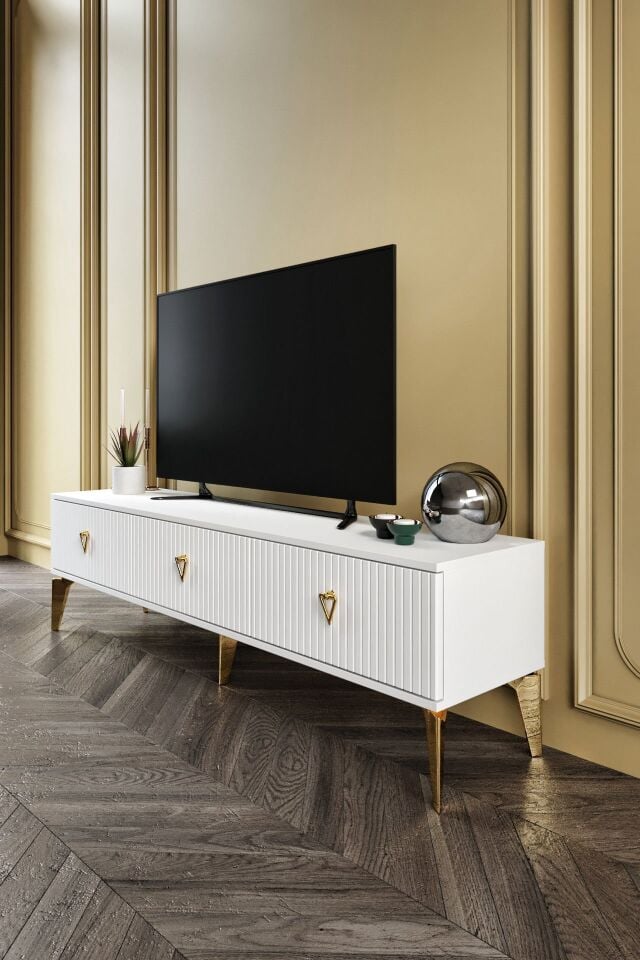 180 CM ZEUGMA MDF MEBRAN KAPAK BEYAZ GOLD