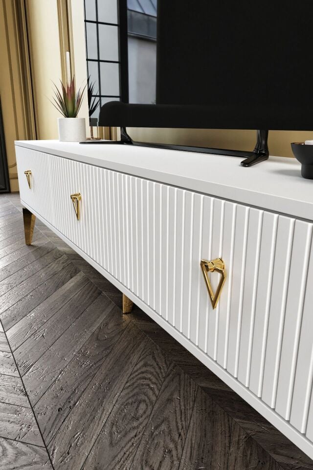 180 CM ZEUGMA MDF MEBRAN KAPAK BEYAZ GOLD