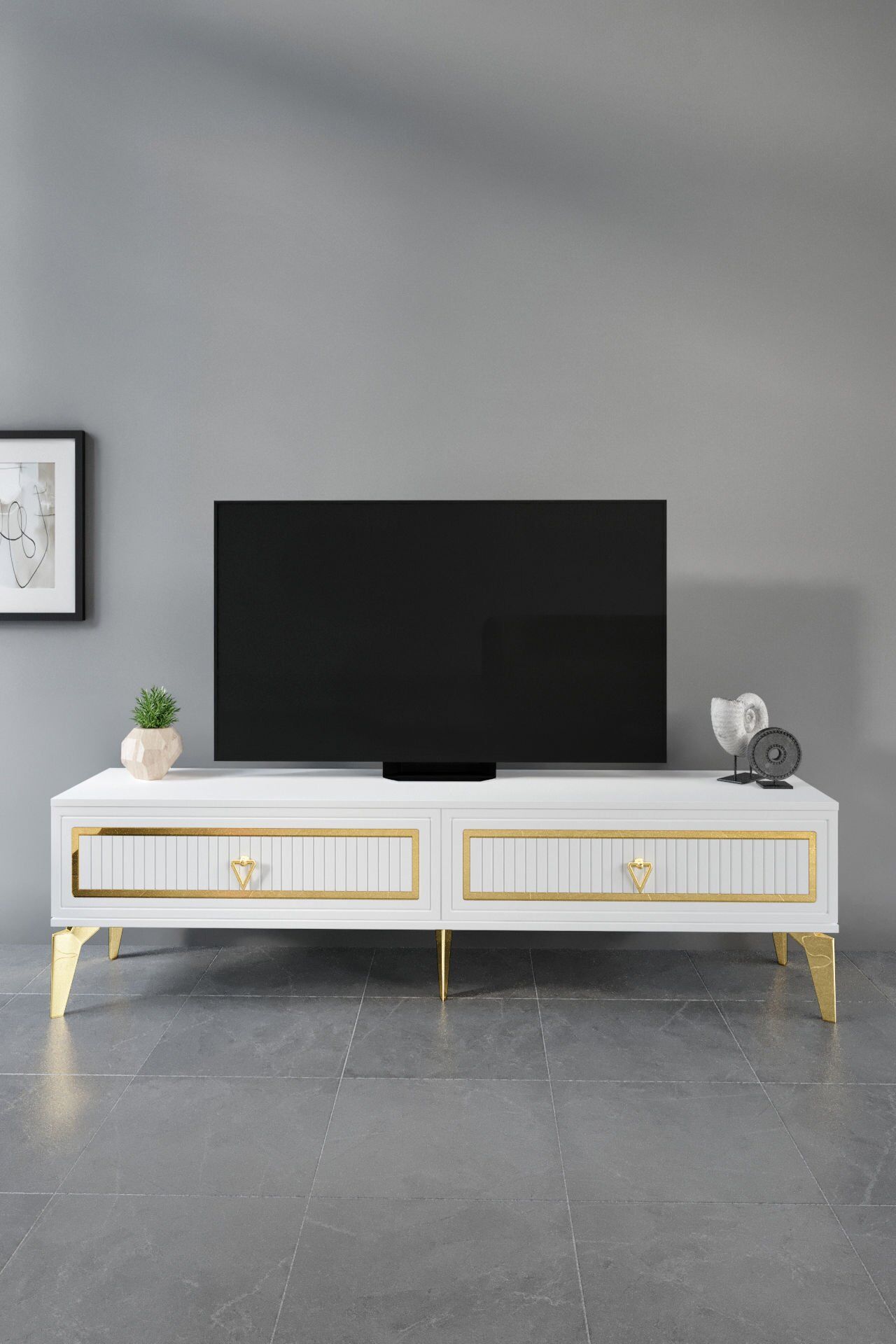 180 CM TREND MDF MEBRAN KAPAK BEYAZ GOLD