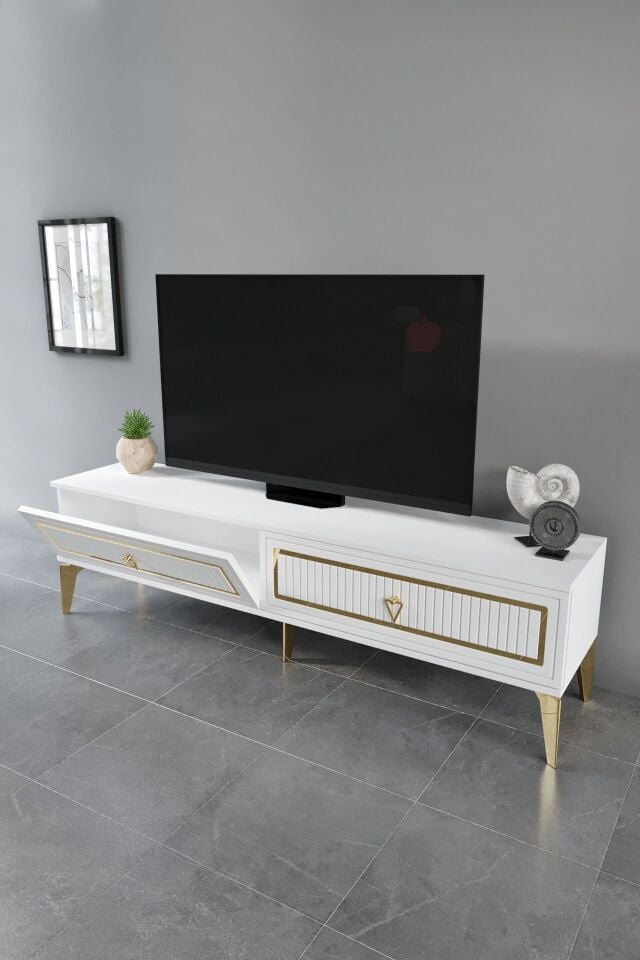 180 CM TREND MDF MEBRAN KAPAK BEYAZ GOLD