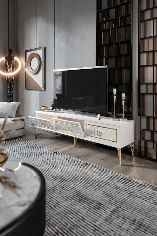 180 Cm Klas Mdf Mebran Kapak Ekru Gold