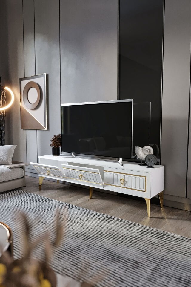 180 Cm Klas Mdf Mebran Kapak Beyaz Gold