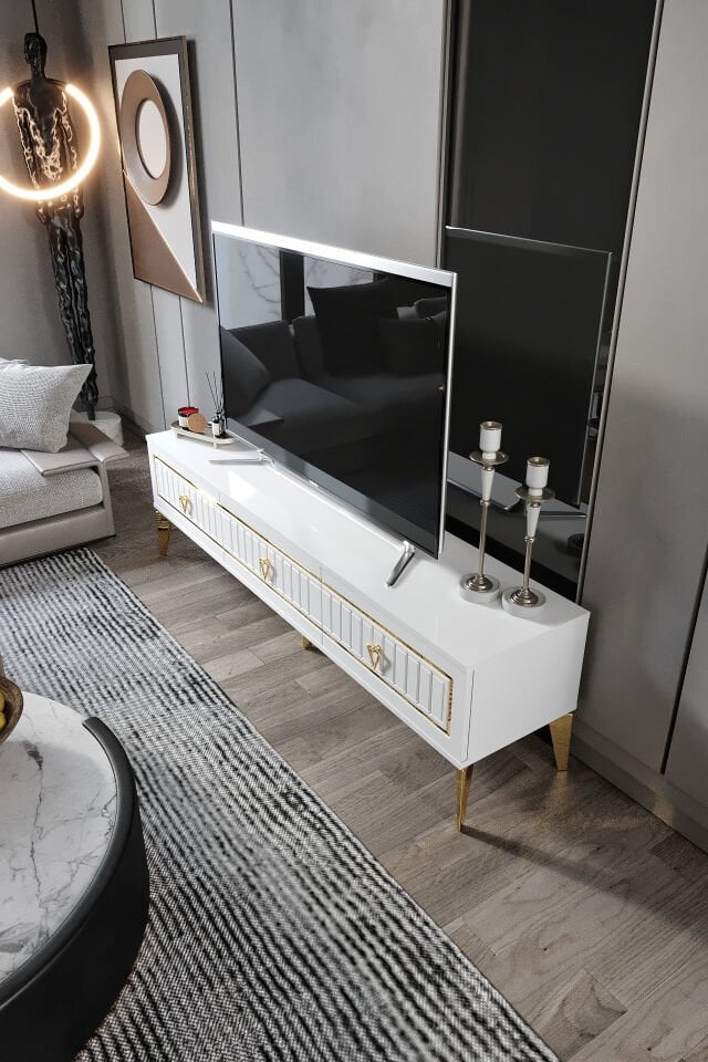 180 Cm Klas Mdf Mebran Kapak Beyaz Gold