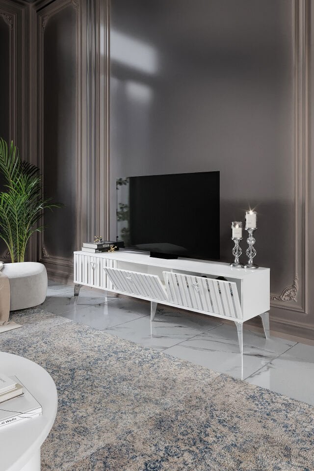 180 Cm Dubai Mdf Mebran Kapak Beyaz Gümüş