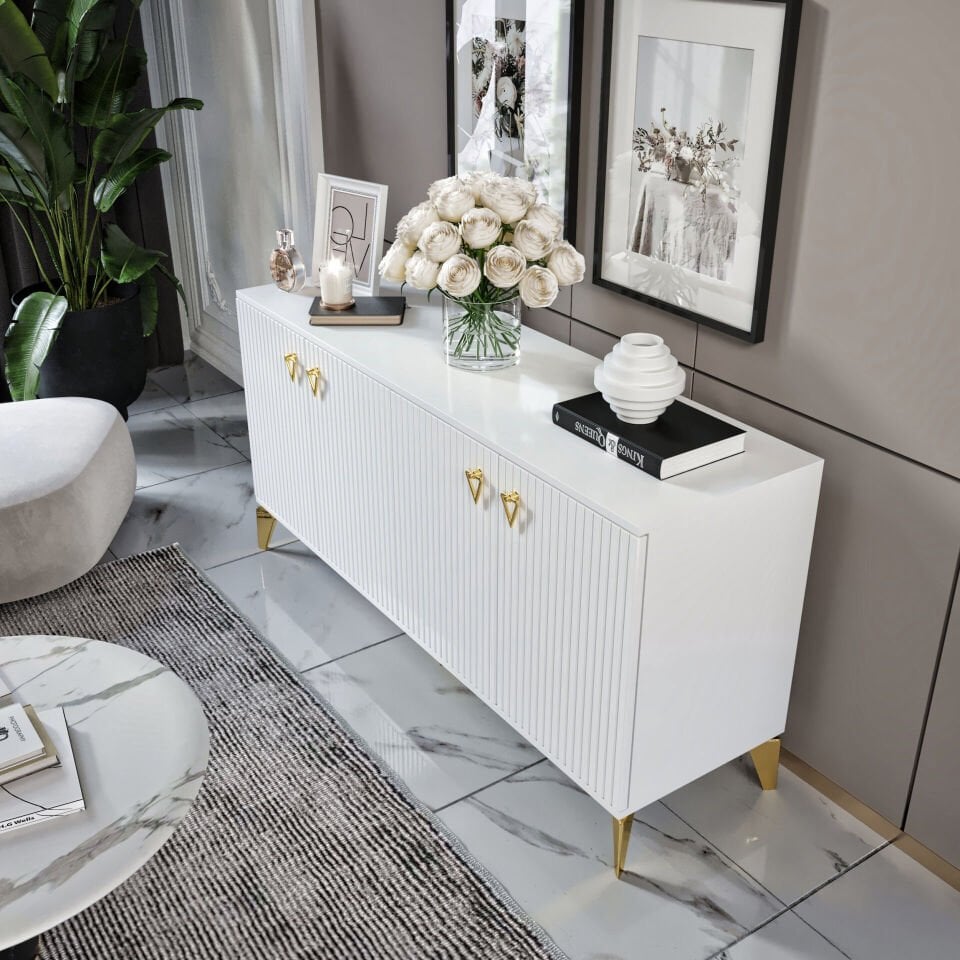 Metal kulplu Zeugma konsol beyaz gold detaylı şık görünüm