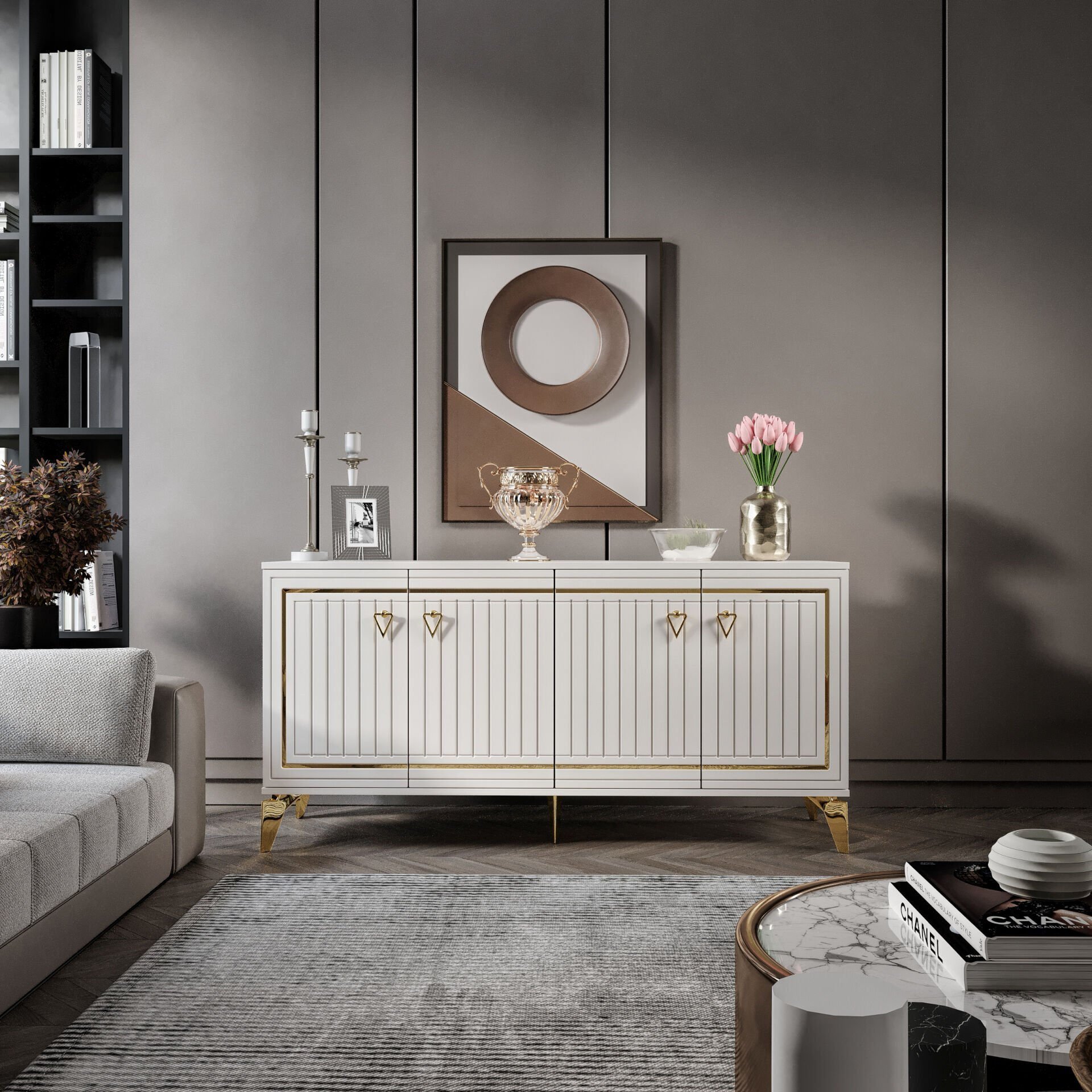 Klas modern konsol 160 cm ekru modern tasarım