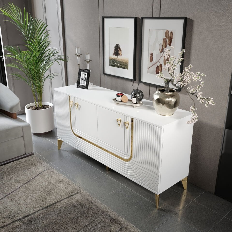 Art Konsol 4 Kapaklı 160 cm - Beyaz Gold