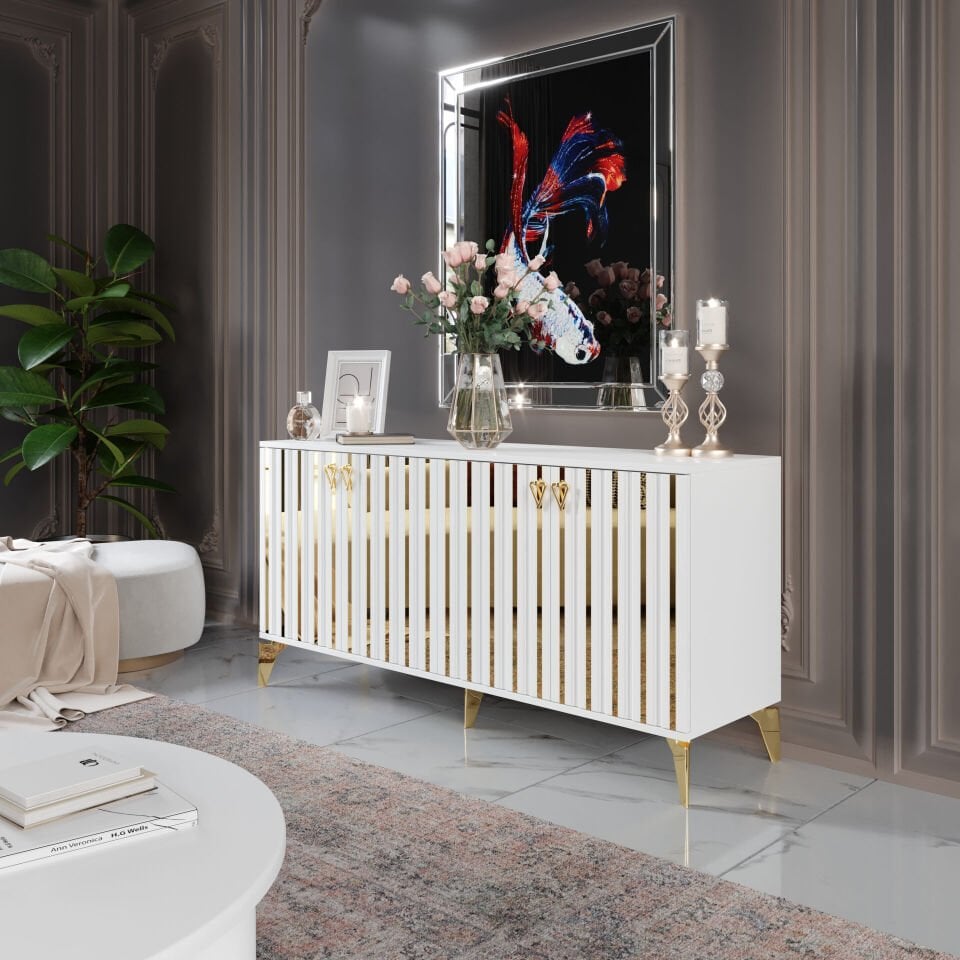 Dubai konsol 2 raflı 4 bölmeli geniş depolama alanı