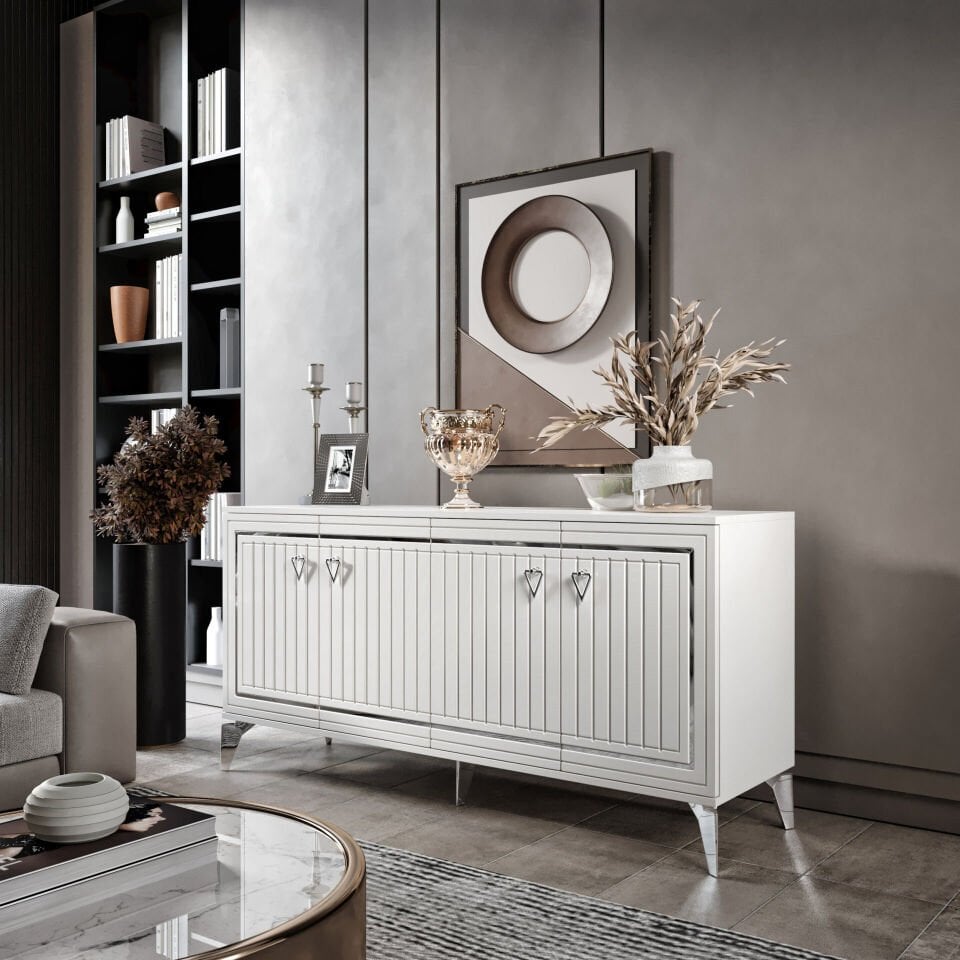 Klas konsol metal kulplu detay ve şık görünüm