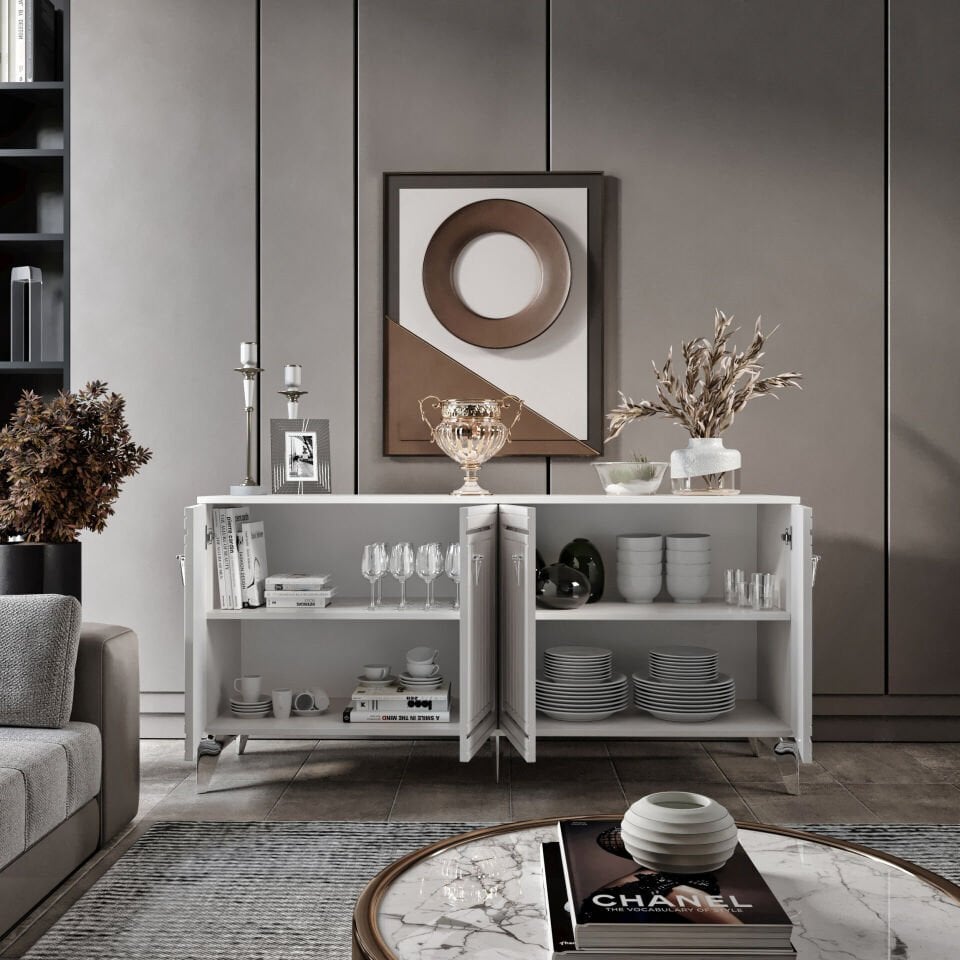 Ekru ceviz renk kls konsol salon mobilyası için