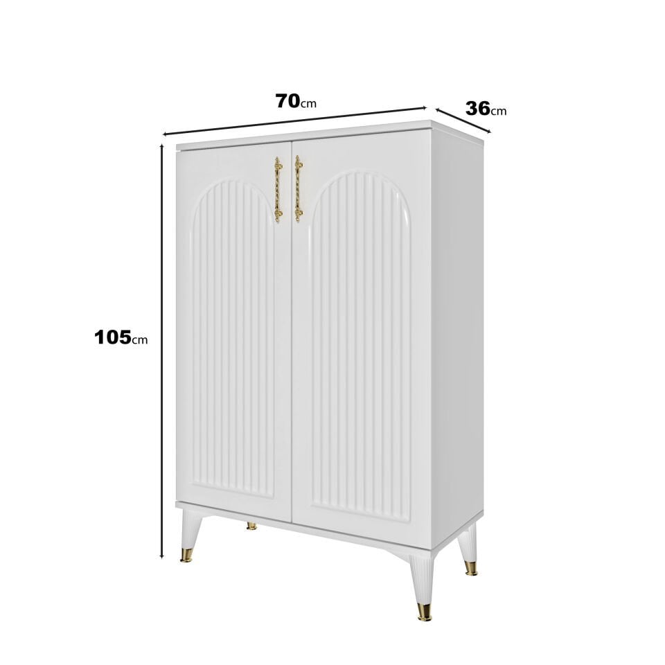 Kale metal kulp detay beyaz gold dolap