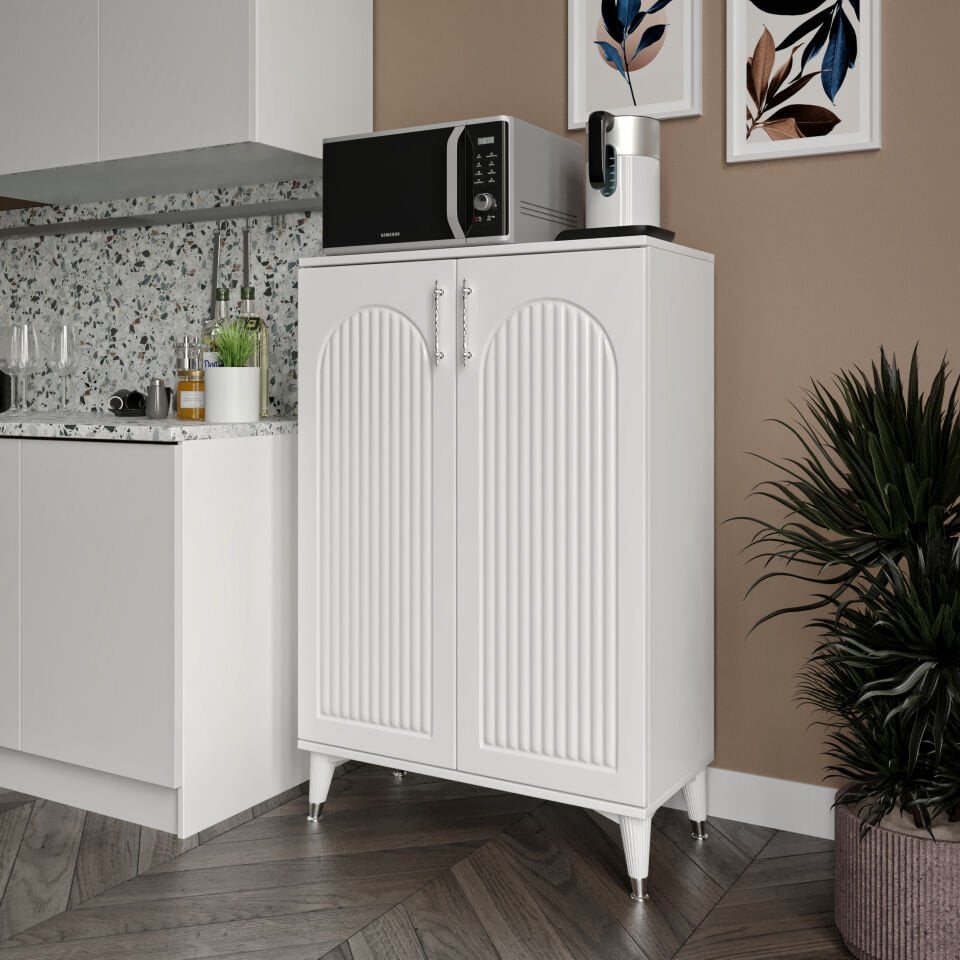 Kale Çok Amaçlı Dolap Mutfak Balkon Kiler Banyo Ayakkabılık Dolabı Beyaz Gümüş