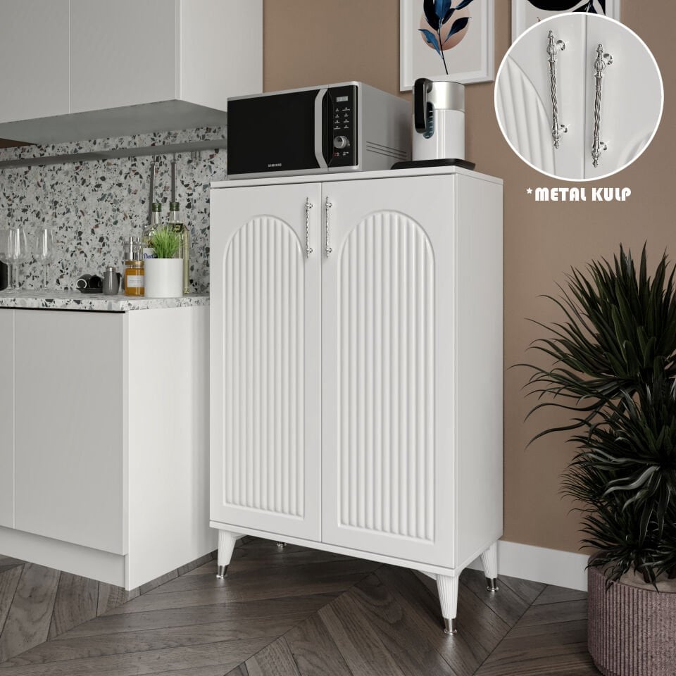 Kale Çok Amaçlı Dolap Mutfak Balkon Kiler Banyo Ayakkabılık Dolabı Beyaz Gümüş