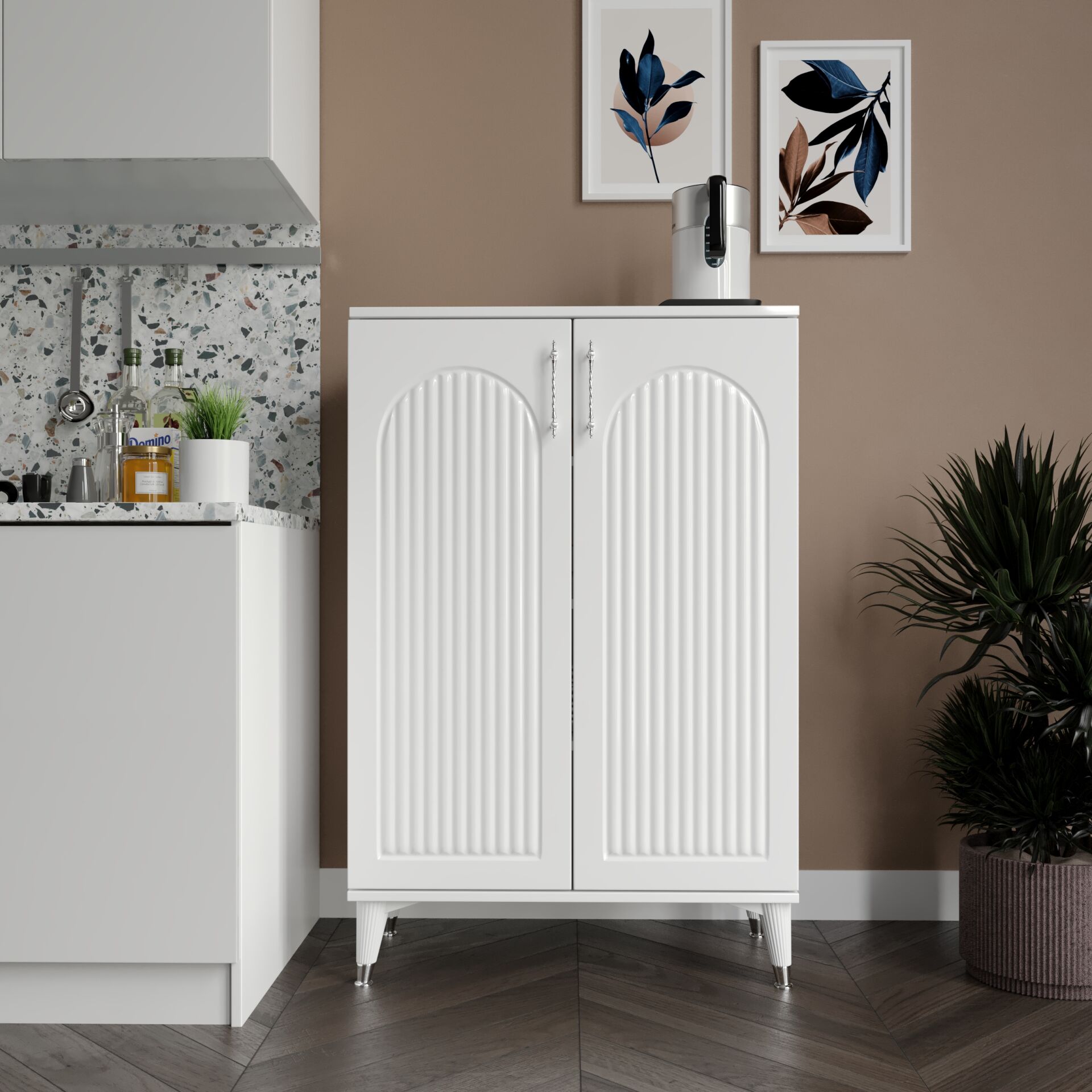 Kale çok amaçlı dolap beyaz gümüş mutfak balkon kiler banyo ayakkabilik