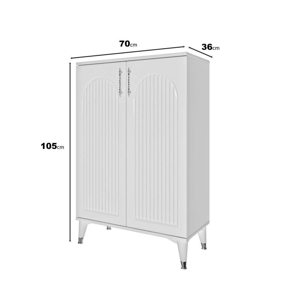 Kale Çok Amaçlı Dolap Mutfak Balkon Kiler Banyo Ayakkabılık Dolabı Beyaz Gümüş