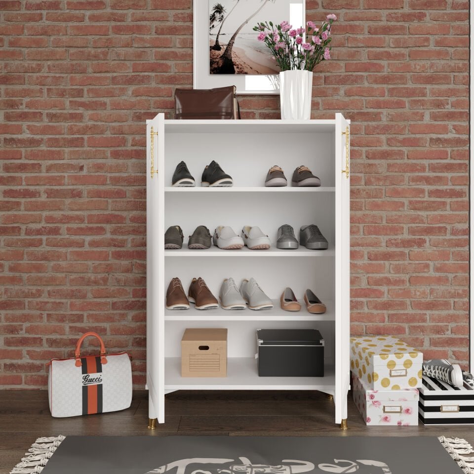 Kale Ayakkabılık  Çok Amaçlı Dolap Mutfak Kiler Balkon Beyaz Gold