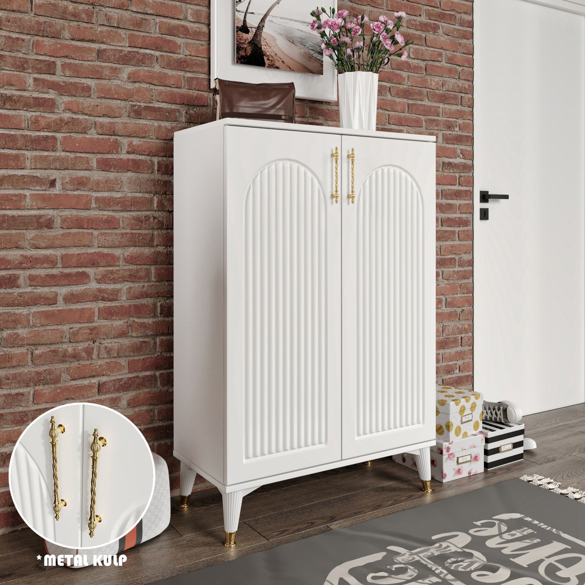 Kale Ayakkabılık  Çok Amaçlı Dolap Mutfak Kiler Balkon Beyaz Gold