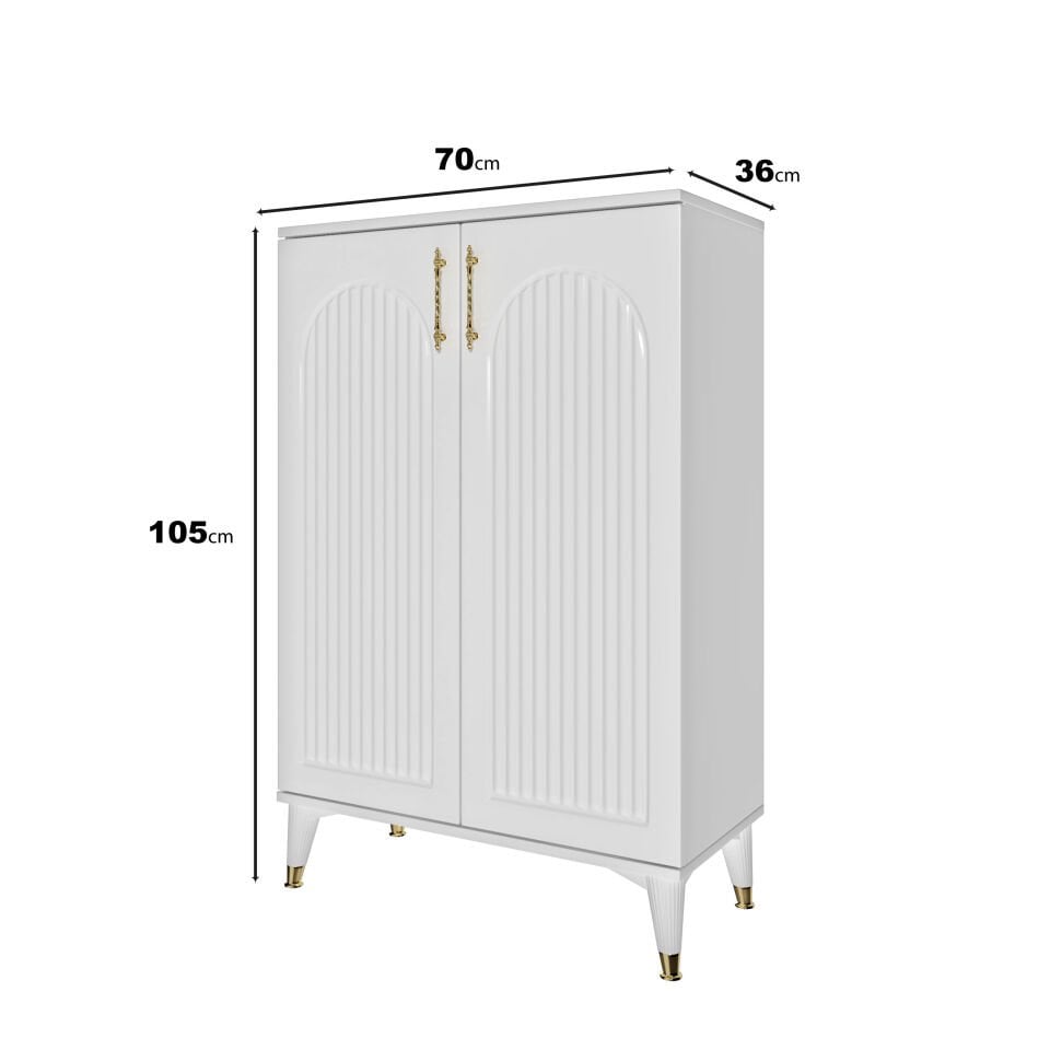 Kale Ayakkabılık  Çok Amaçlı Dolap Mutfak Kiler Balkon Beyaz Gold