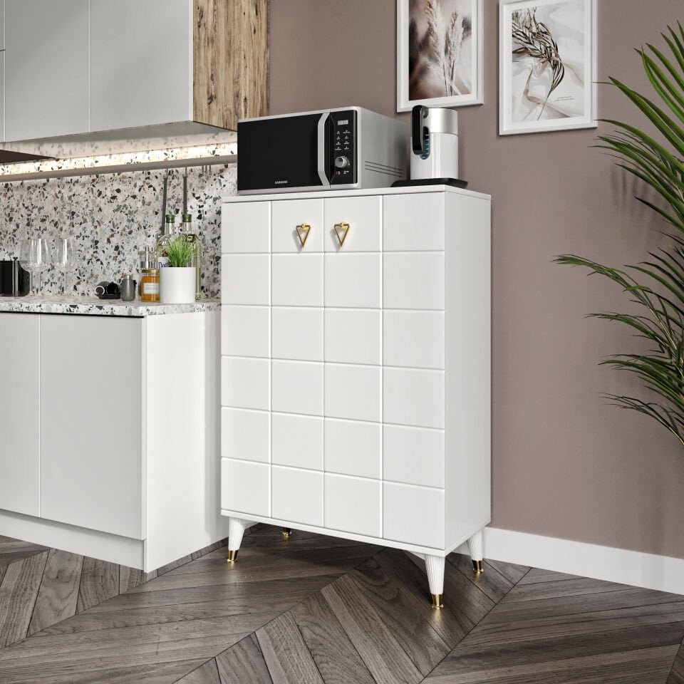 Bella Çok Amaçlı Dolap Mutfak Balkon Kiler Banyo Ayakkabılık Dolabı Beyaz Gold