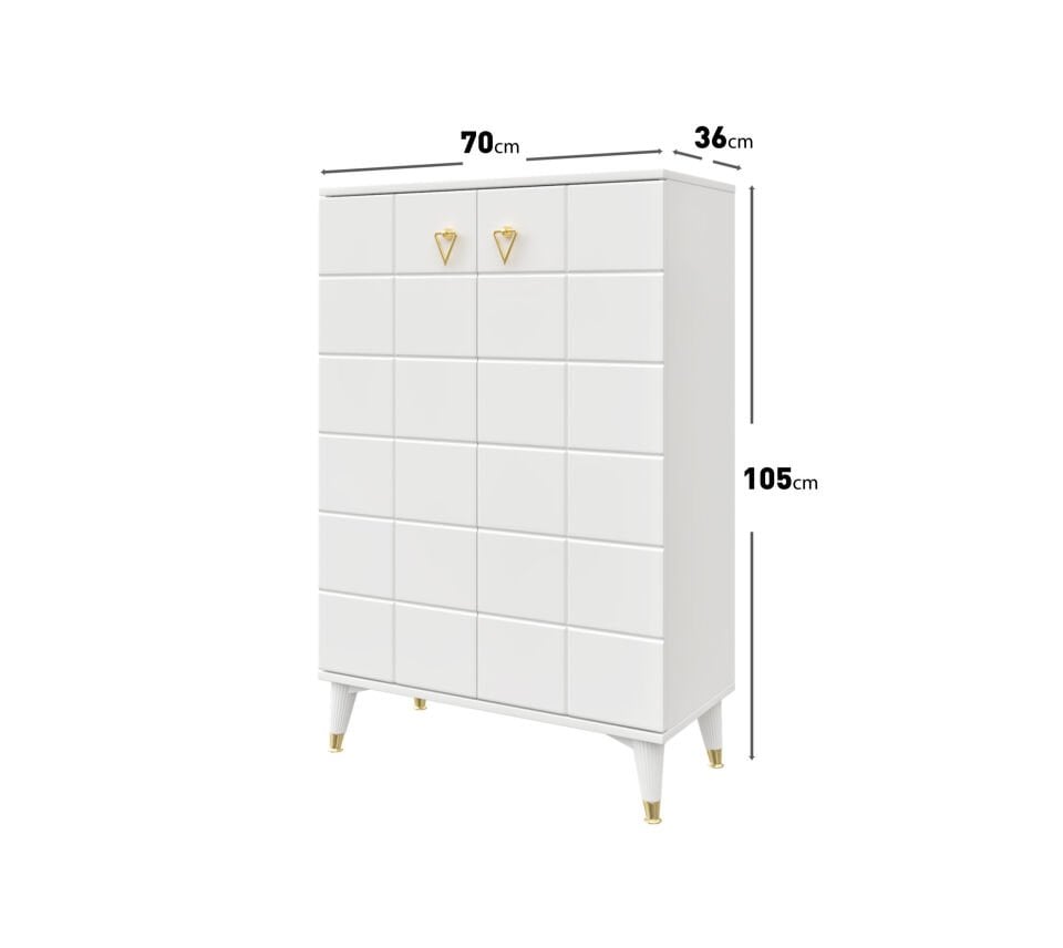 Bella metal kulp detay beyaz gold dolap