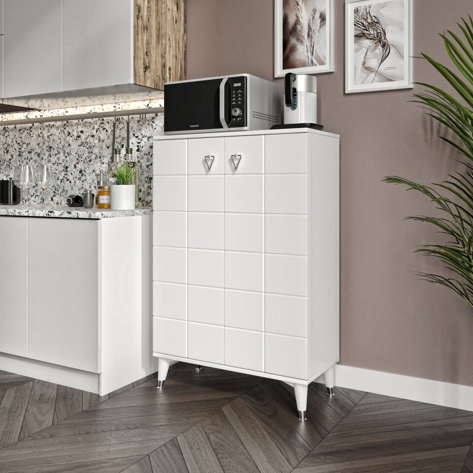 Bella çok amaçlı dolap beyaz gümüş ön görünüm