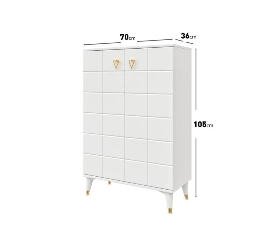 Bella Ayakkabılık  Çok Amaçlı Dolap Mutfak Kiler Balkon Beyaz Gold