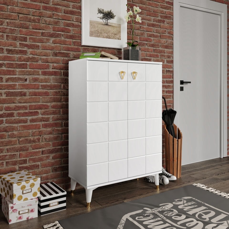 Bella çok amaçlı dolap beyaz gold ön görünüm