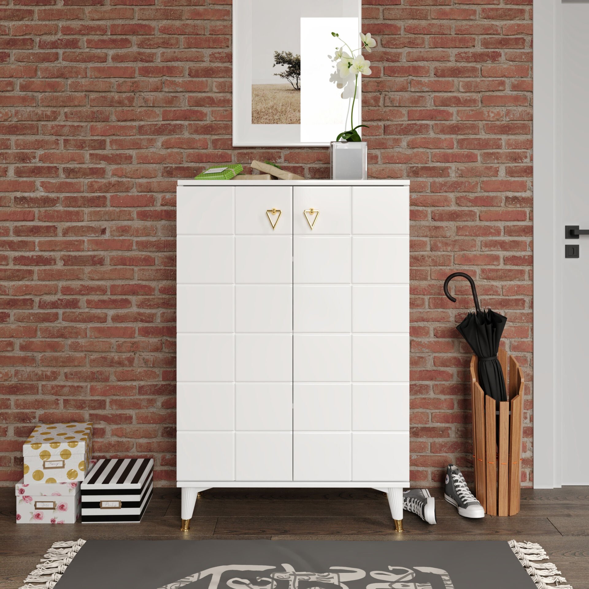 Bella çok amaçlı dolap beyaz gold mutfak kiler balkon ayakkabilik