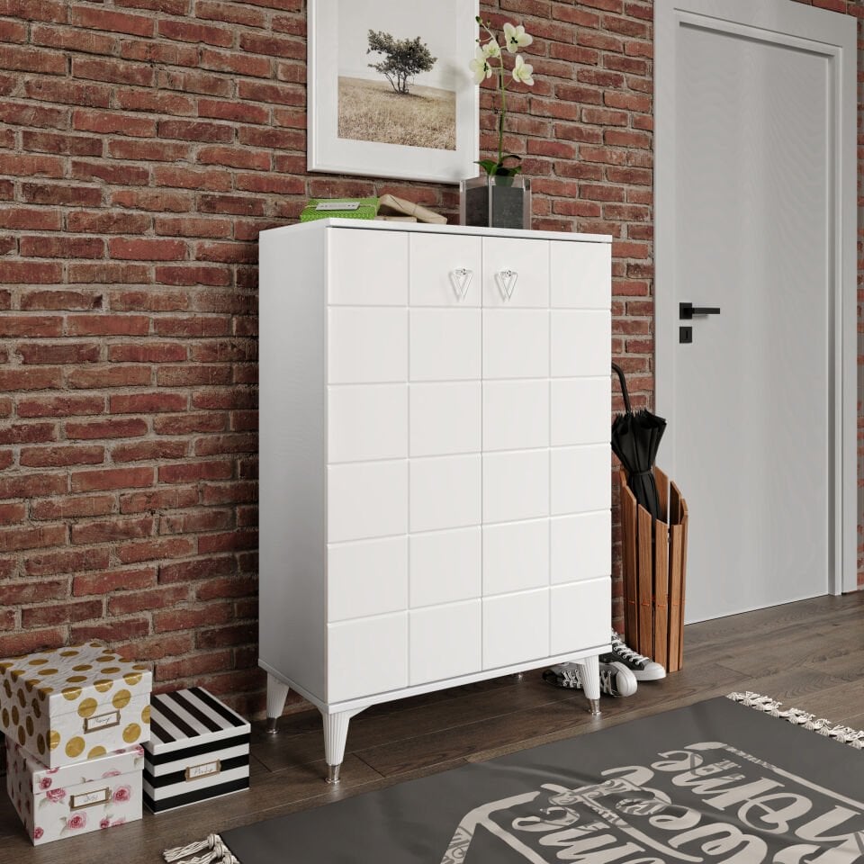 Bella Ayakkabılık  Çok Amaçlı Dolap Mutfak Kiler Balkon Beyaz Gümüş