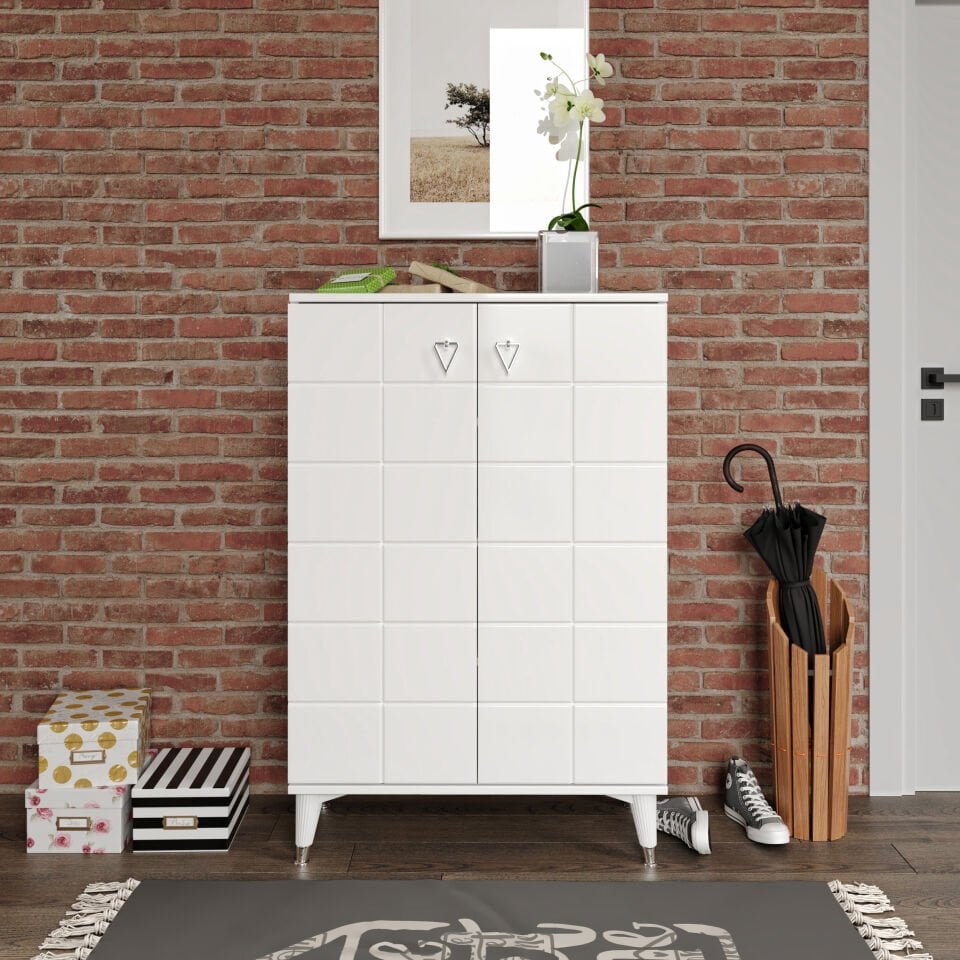 Bella Ayakkabılık  Çok Amaçlı Dolap Mutfak Kiler Balkon Beyaz Gümüş