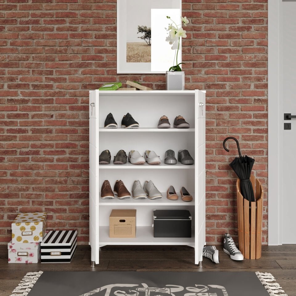 Bella Ayakkabılık  Çok Amaçlı Dolap Mutfak Kiler Balkon Beyaz Gümüş