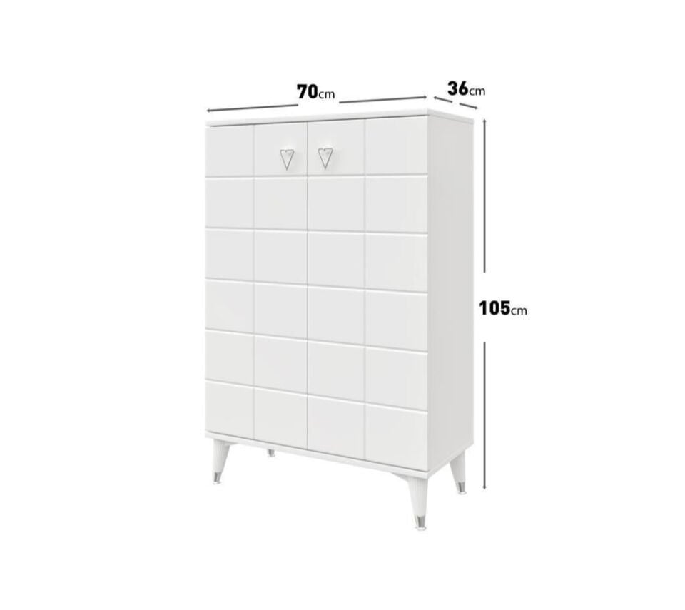 Bella metal kulp detay beyaz gümüş dolap