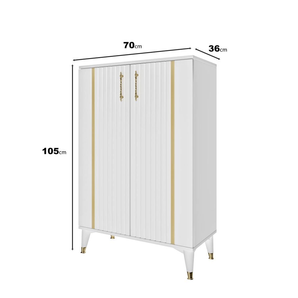 Lyra Çok Amaçlı Dolap Mutfak Balkon Kiler Banyo Ayakkabılık Dolabı Beyaz Gold