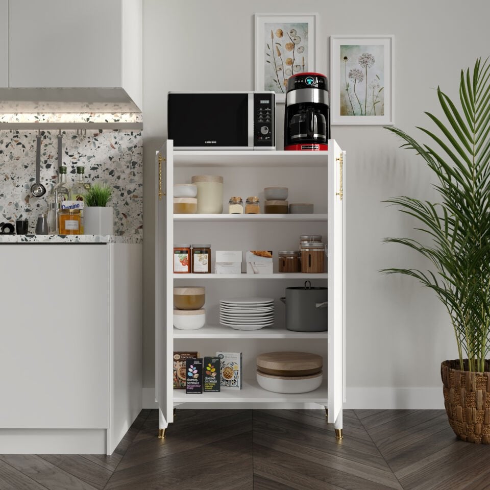 Lyra çok amaçlı dolap beyaz gold ön görünüm