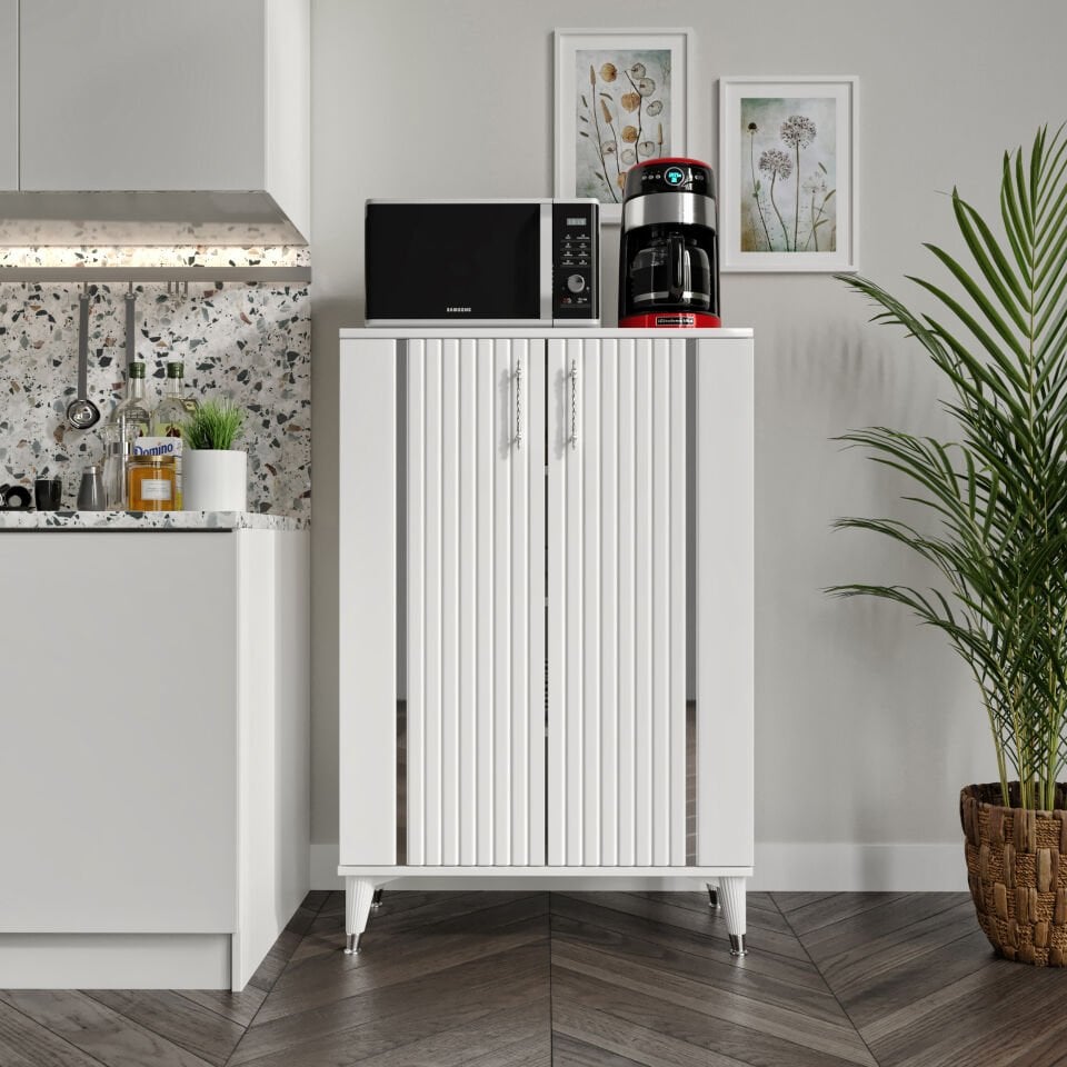 Lyra Çok Amaçlı Dolap Mutfak Balkon Kiler Banyo Ayakkabılık Dolabı Beyaz Gümüş