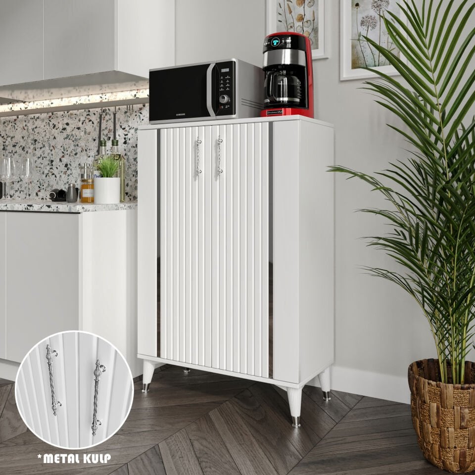 Lyra Çok Amaçlı Dolap Mutfak Balkon Kiler Banyo Ayakkabılık Dolabı Beyaz Gümüş